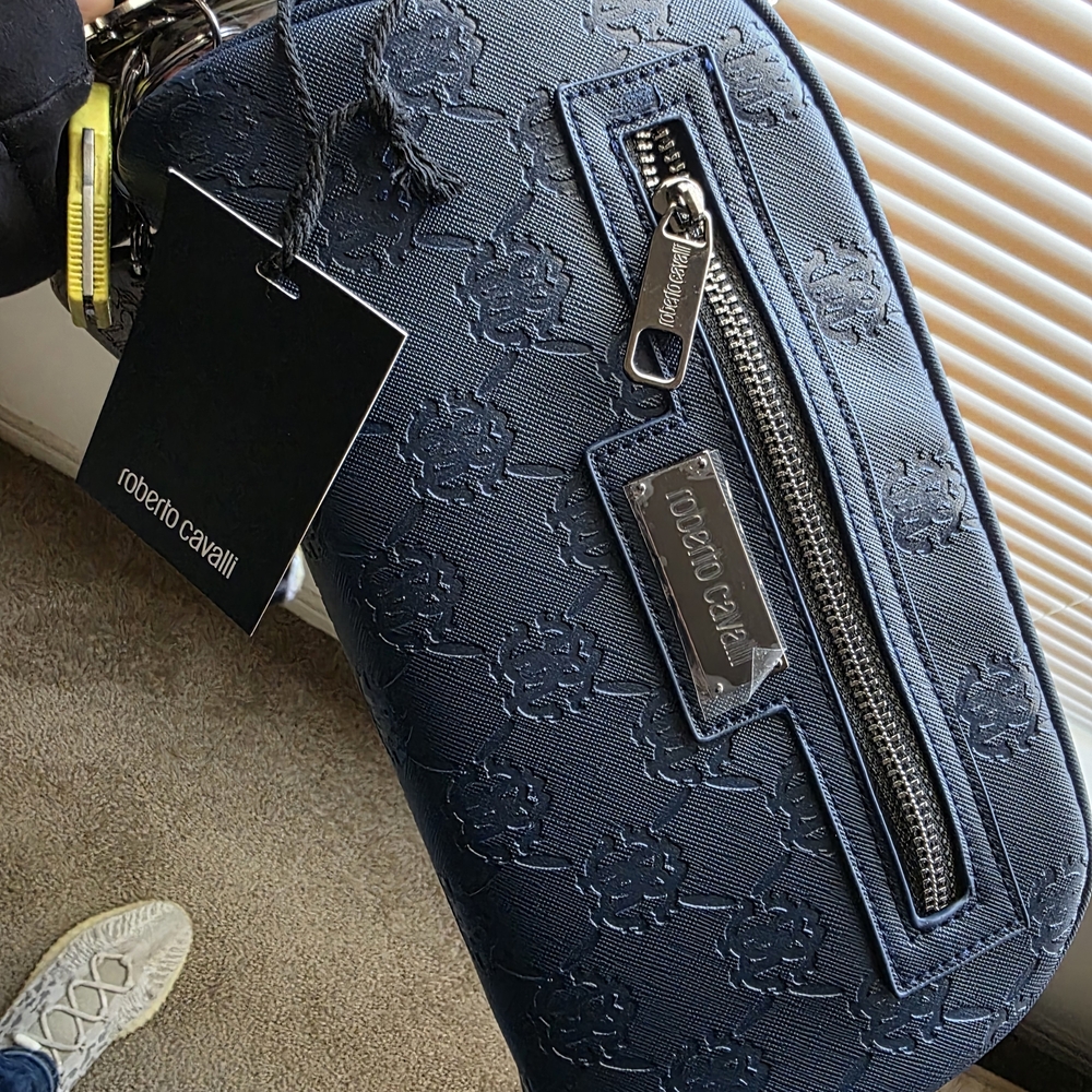 Roberto Cavalli Blue Embossed Bag